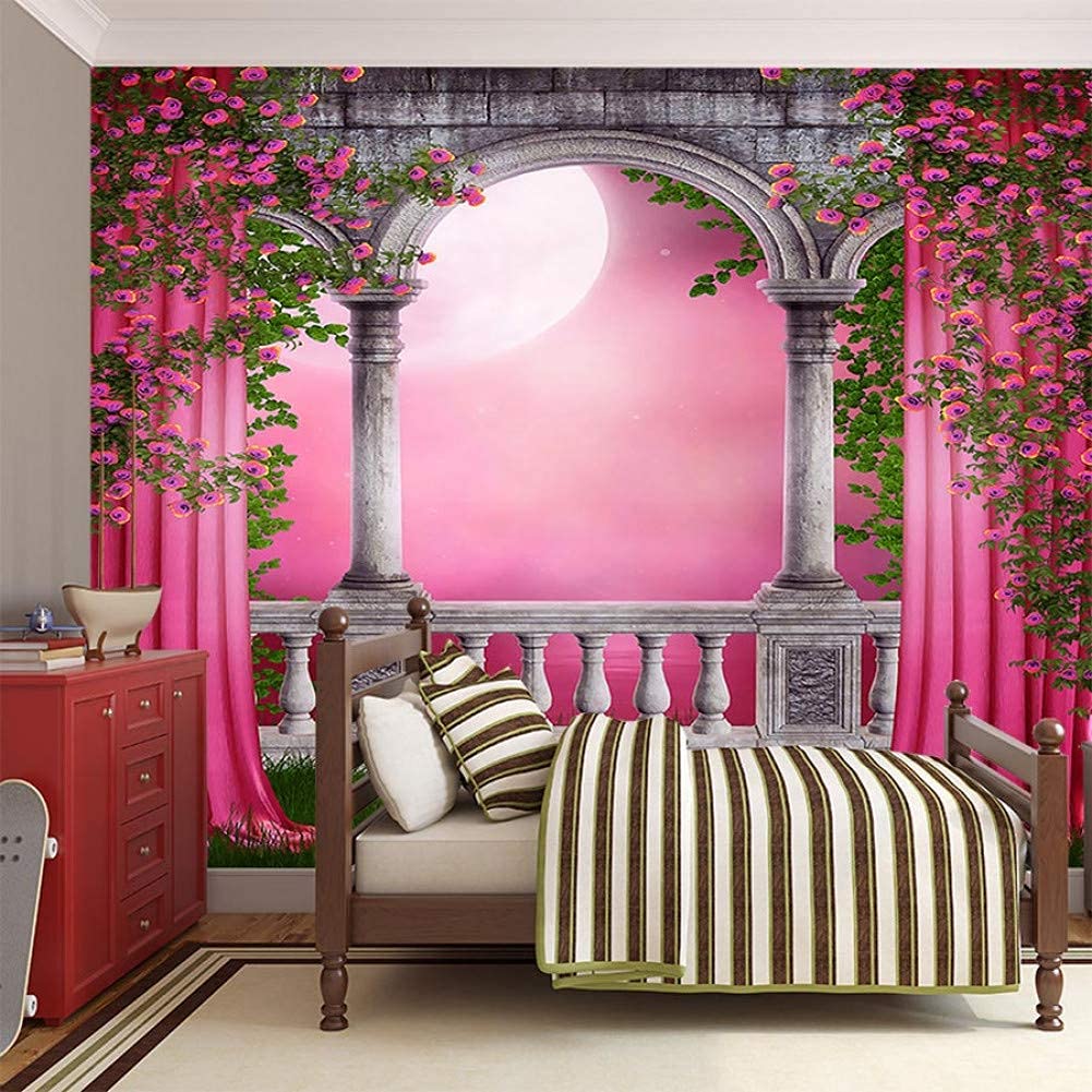 Amazon Co Jp ライフアクセサリーアーチ型ドアピンクカーテン3dルーム壁紙キラキラ壁紙壁用3dリビングルームヴィンテージ Diy 工具 ガーデン