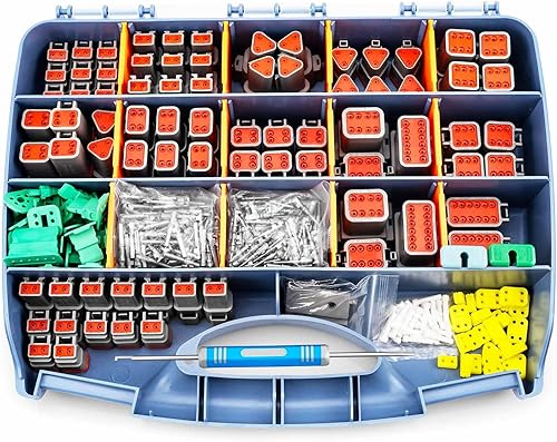 JRready DW1009 Kit de conectores Deutsch, 2 3 4 6 8 12 pines conectores DT grises, tamaño 16 contactos formados estampados (14-18AWG)herramienta de