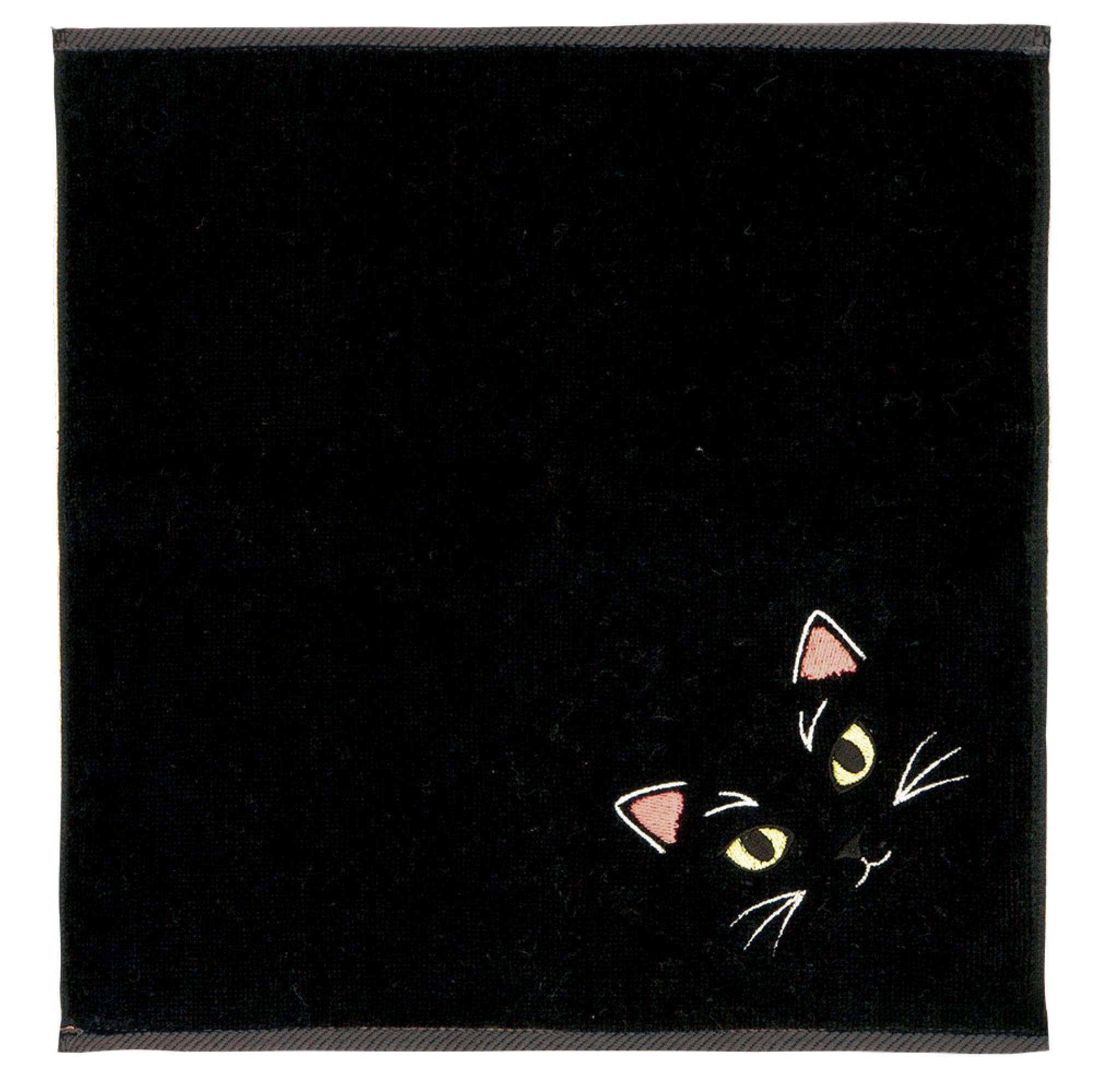 今治タオル 毛並みハンカチ 猫柄 25×25cm 日本製 綿100% ロングサイズ 吸水 速乾 ねこ グッズ 雑貨 かわいい ギフト プレゼント