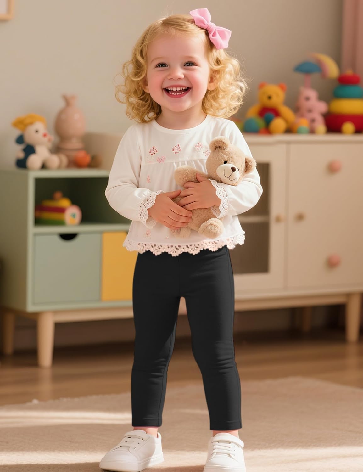 Witwot 3 Pack Baby Girls Leggings Toddler Kids Soft Cotton Pants Size 18M-5T - Image 3