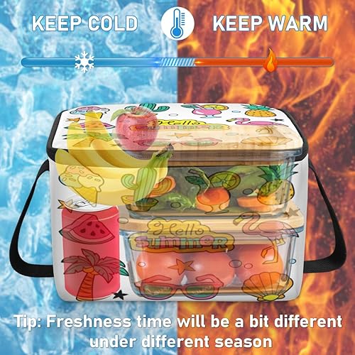 Miniatura 6 de QsirBC Bolsa de almuerzo aislada con diseño de flamencos de dibujos animados de verano, para mujeres, reutilizable, bolsa cuadrada de comida para