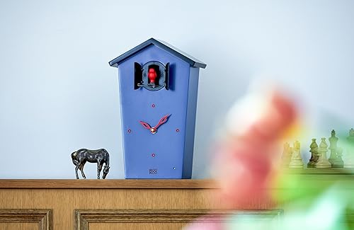 Miniatura 5 de KOOKOO Birdhouse Blue - Reloj de cuco de diseño moderno con 12 voces naturales de pájaros o llamada de cuco