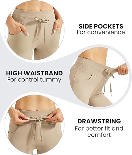 Miniatura 4 de Promover Pantalones de yoga acampanados con forro polar para mujer, con bolsillos, para invierno, cálidos, corte de bota