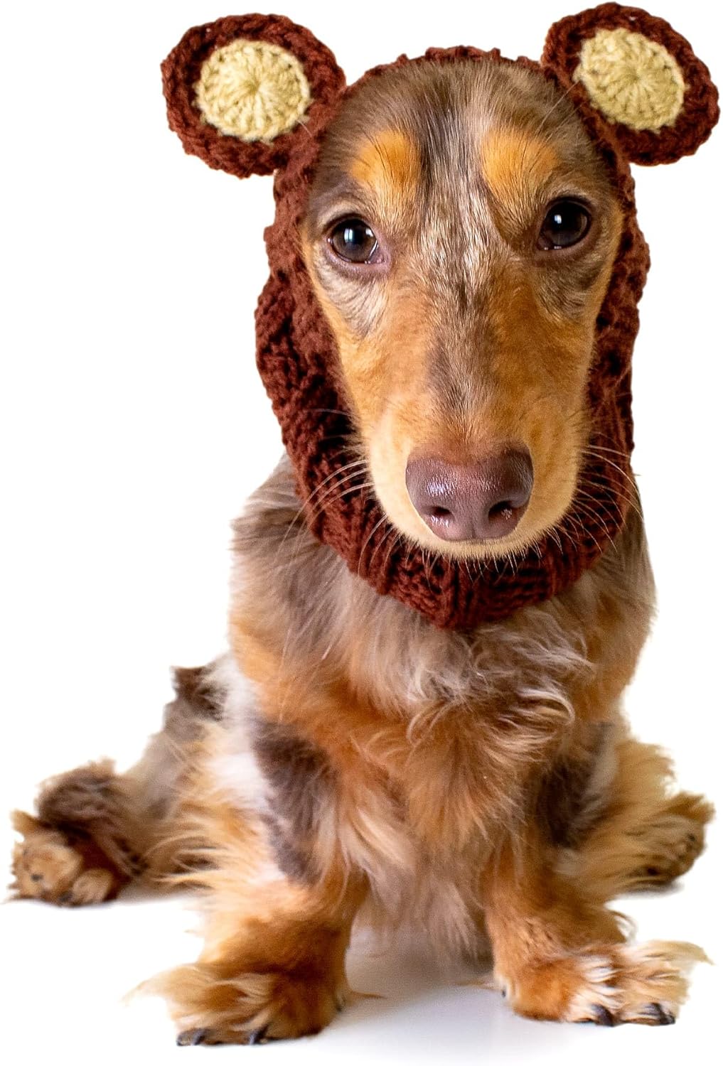 Zoo Snoods Grizzly Bear Costume - Warm Knit Dog Snood Wrap for Pets, Neck Ear Cover Protection, Halloween Winter (Small)