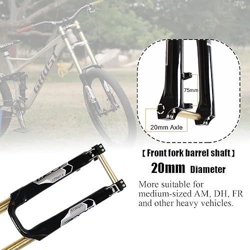 Miniatura 4 de BUCKLOS 26 27.5 29 MTB - Horquilla de suspensión de bicicleta de 7.087in de viaje, horquillas de aleación de magnesio para bicicleta de descenso de