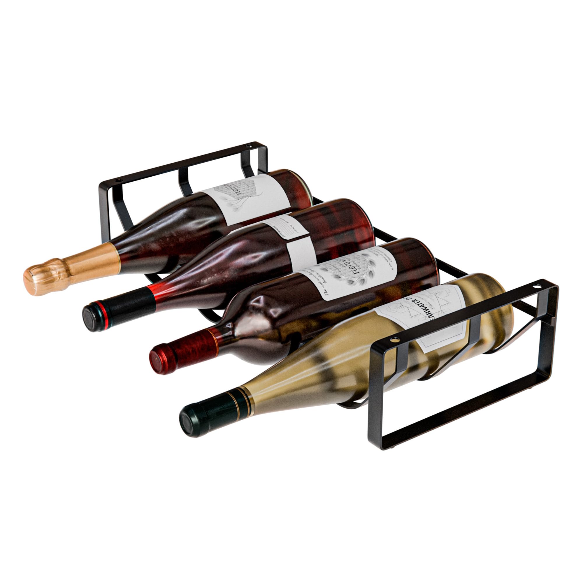 Casier à Bouteilles Amig pour 4 Bouteilles - Étagère en Acier Noir