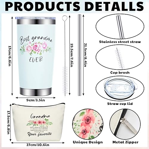 Miniatura 3 de 3 piezas de regalos para abuela, regalos de cumpleaños para abuela, regalos de Navidad para la mejor abuela del mundo, taza aislada de 20 onzas con