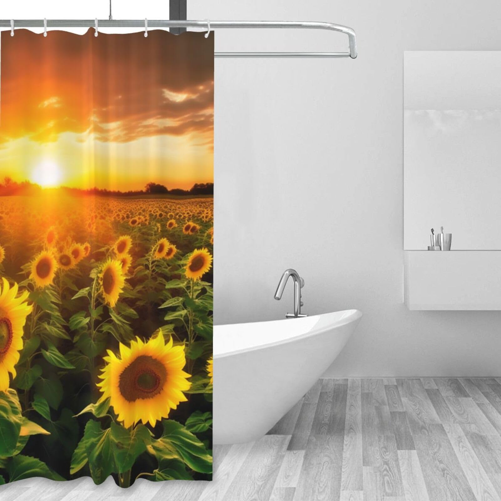 Rideau de douche champ de tournesol pour une décoration de salle de bain lumineuse