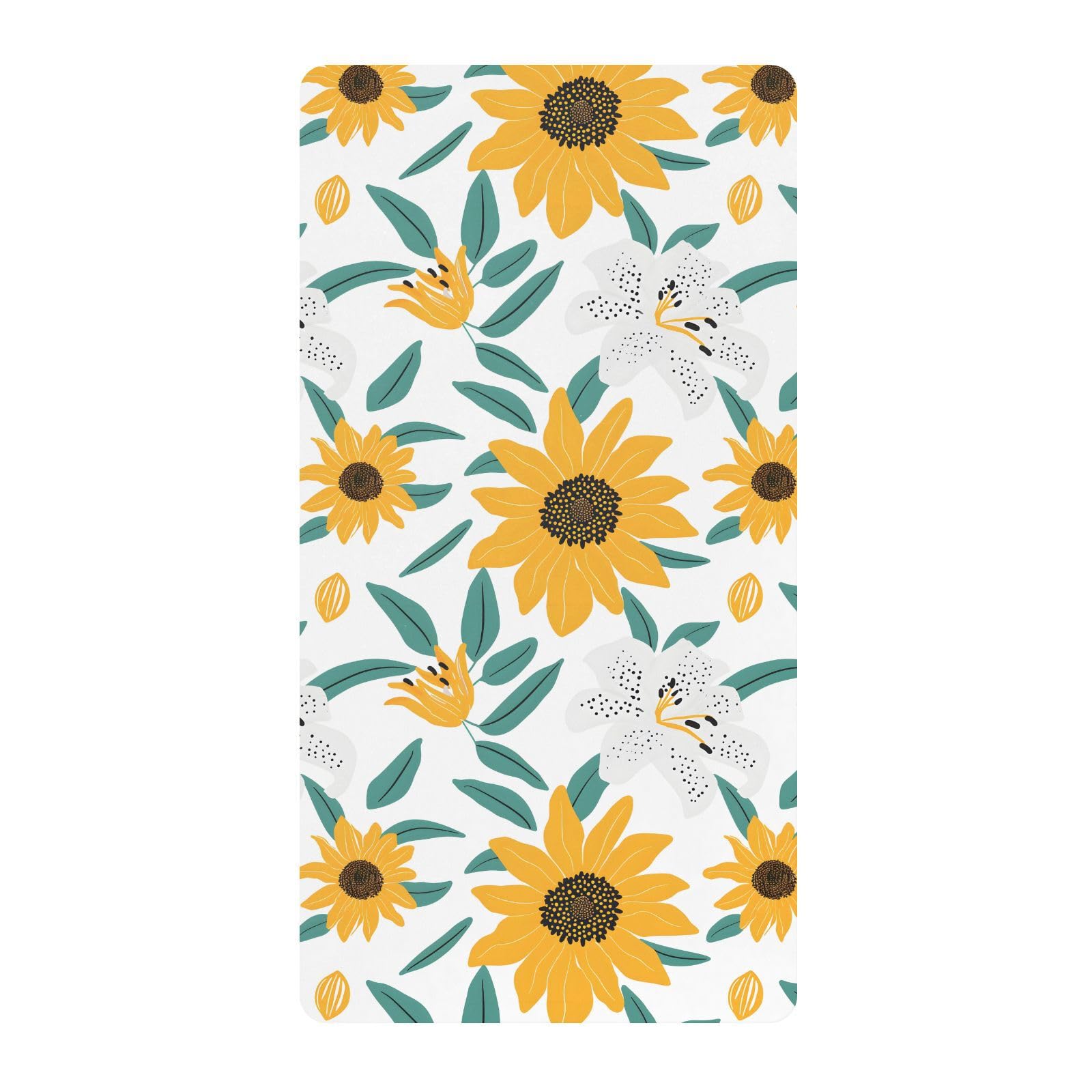 Babybettlaken für Jungen und Mädchen, weich, für Kleinkinder, Standardmatratze, 71 x 132 cm, Sonnenblumen- und Lilienmuster