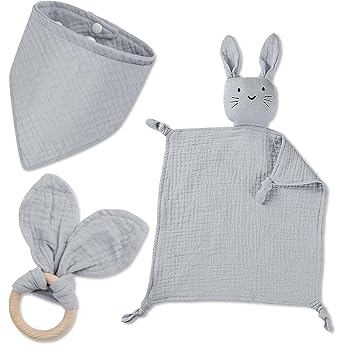 baby poison young girls newborn poison set baby poisons 3 pieces birth poisons with snuffle cloth rabbit and bite ring wood and bib baby for newborn baby shower things grey