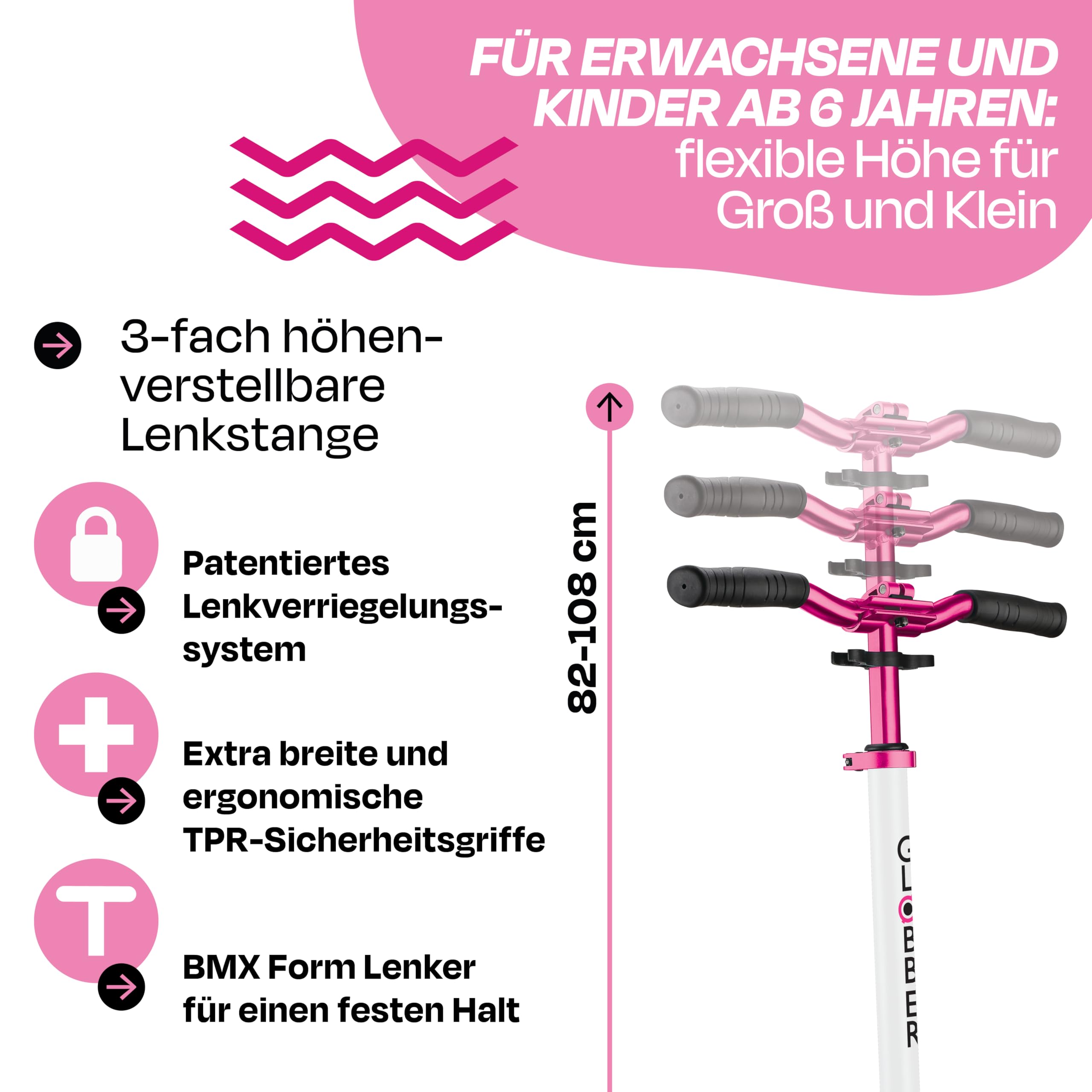 GLOBBER NL 205 Roller – Tretroller Kinder ab 8 Jahre, Teens und Erwachsene - Scooter 205 mm - ABEC 7 – höhenverstellbar