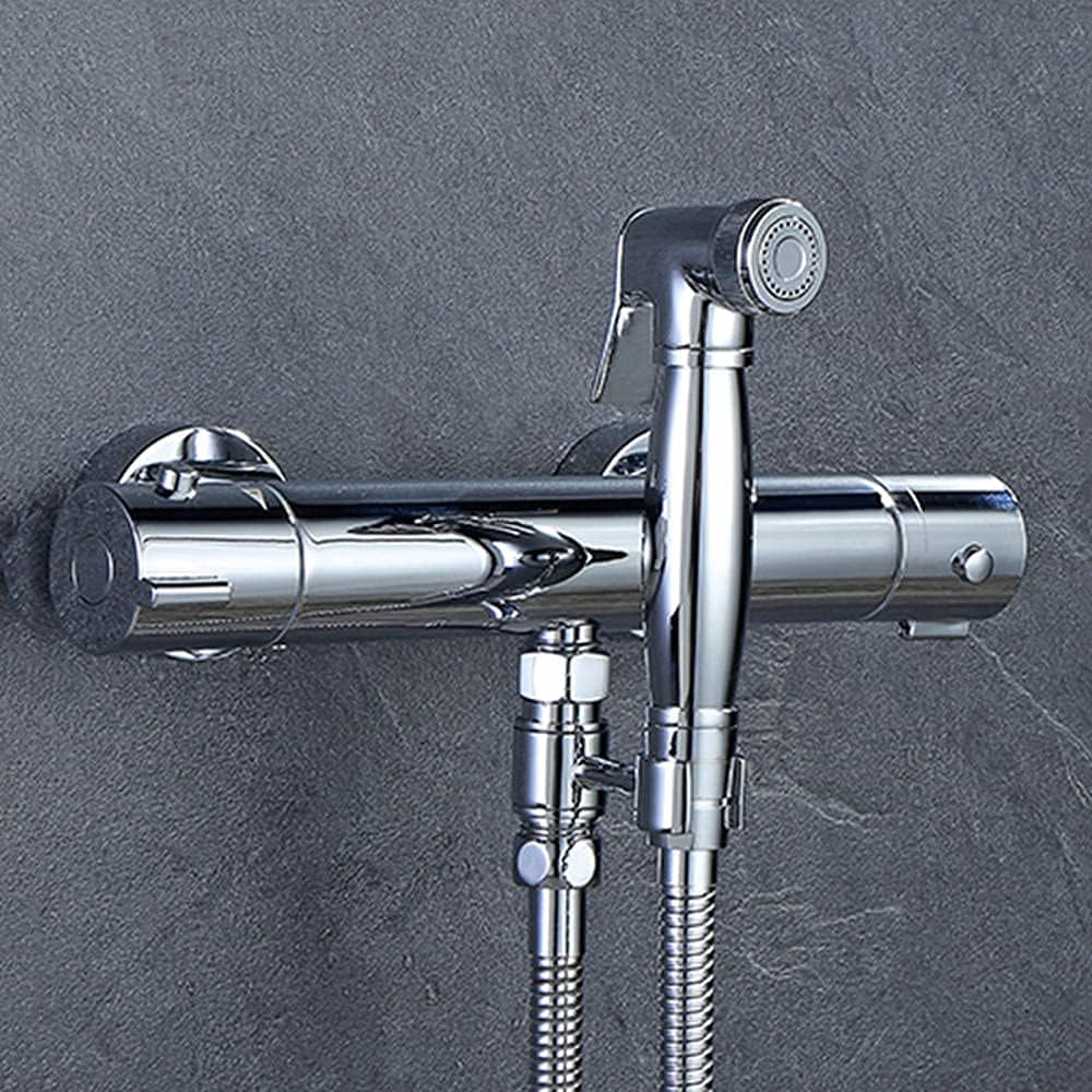 Bidet Tap Sprayer Wall Mounted Toilet Kit Mixer Bidet Shower Spray Set Bidet Faucet Bathroom Bidet Shower Hand Held Bidet Sprayer Bathroom-Black-A (Chromec)