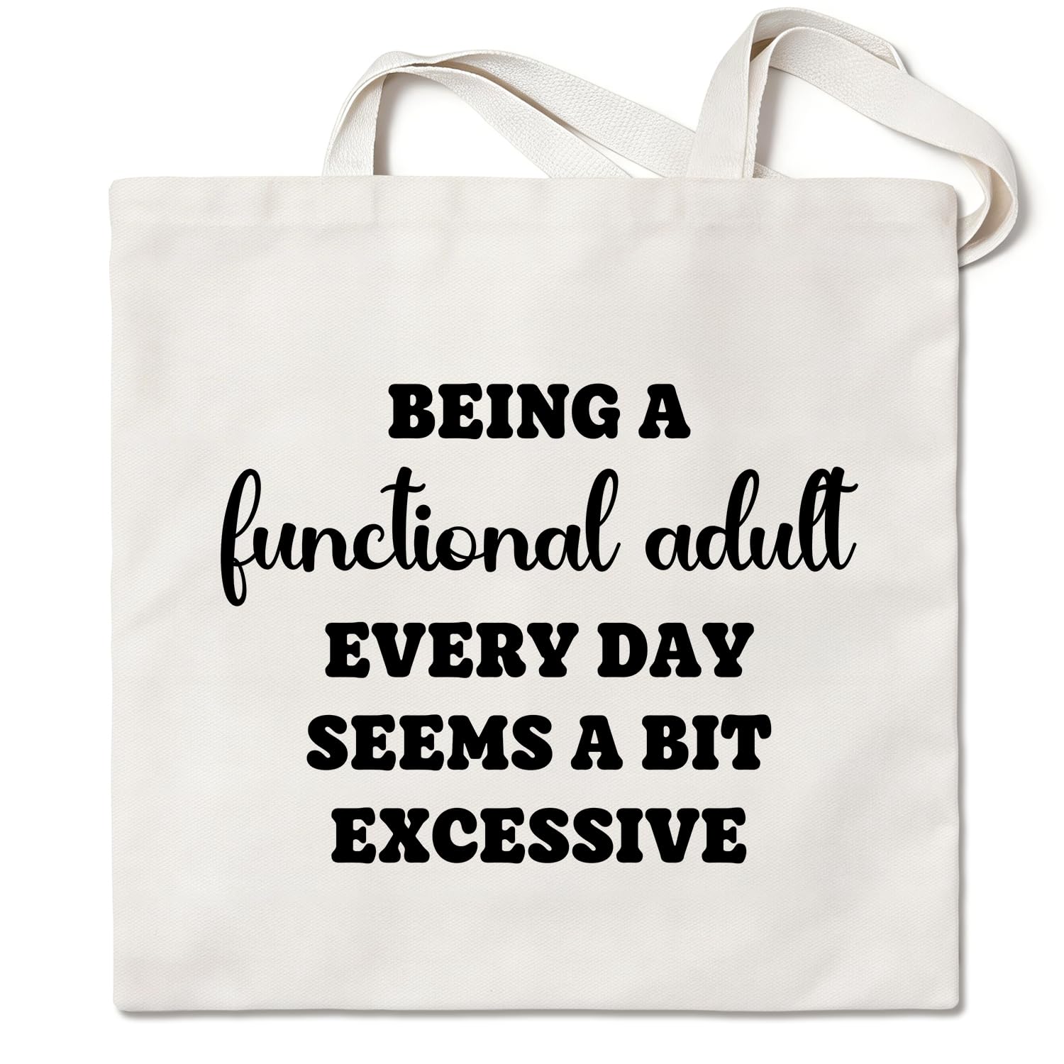 Funny Sarcastic Saying Canvas Tote Bag Humorous Gift for Women Large Reusable Shoulder Bag for Shopping Work Travel