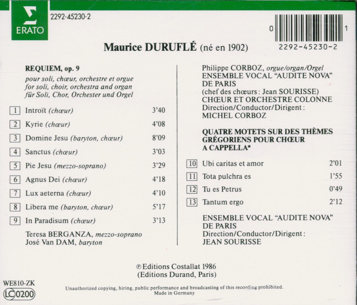 Requiem / Quatre Motets Grégoriens