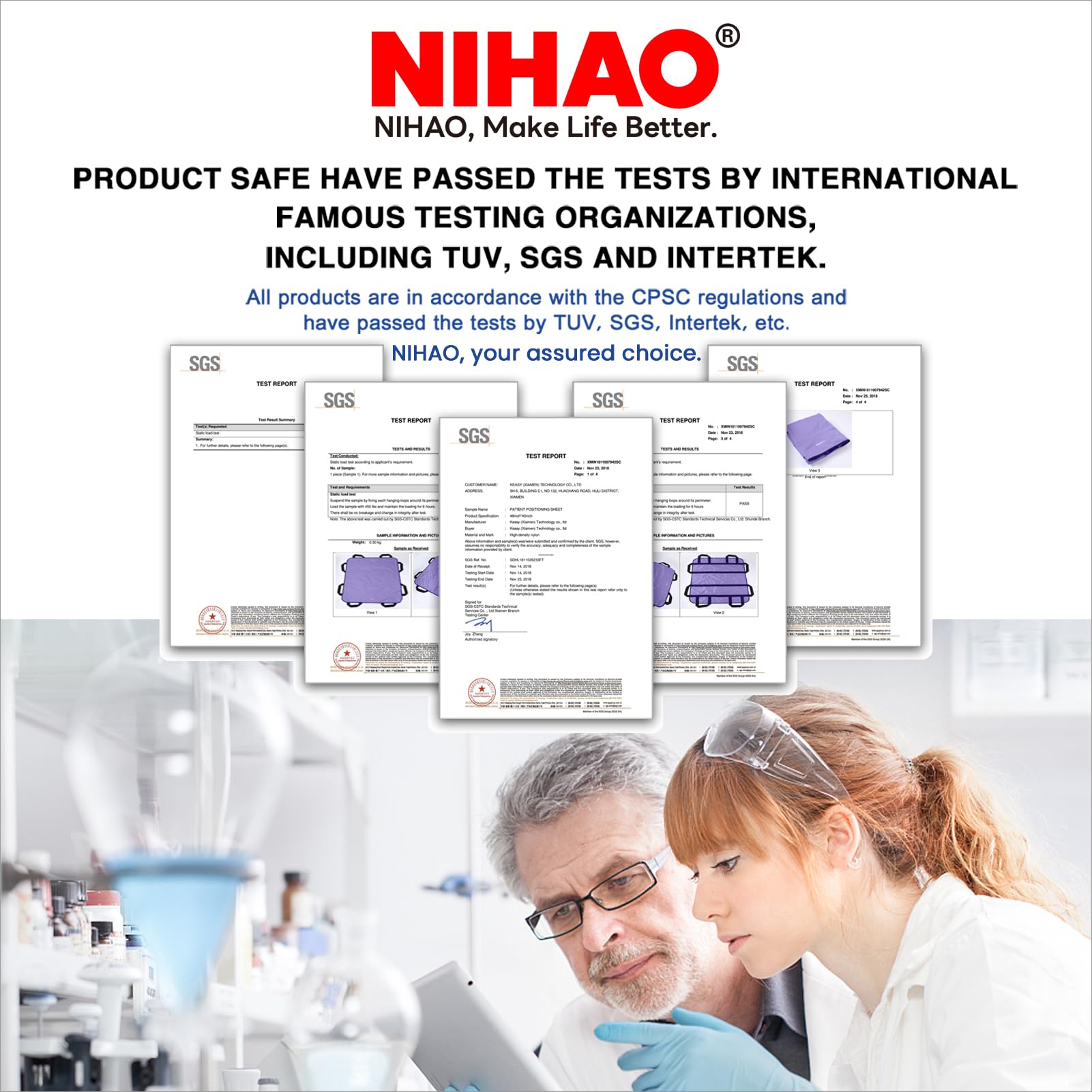 NIHAO Almohadilla de cama de posicionamiento multiusos con asas reforzadas de 48 x 40 pulgadas, sábana de transferencia de cama para pacientes, alfombrilla de elevación para giro, reposicionamiento,