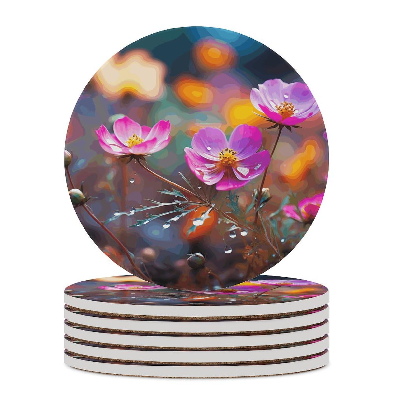 Dessous de verre coloré à petites fleurs, une idée cadeau de crémaillère utile et chic