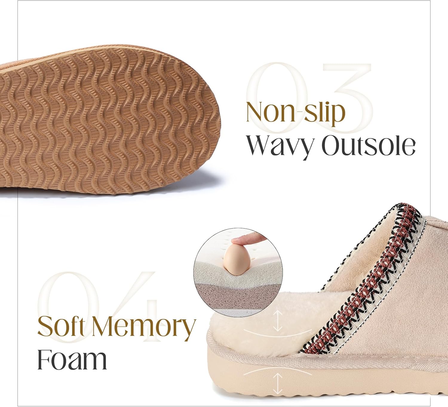 OOW Fuzzy Slippers for Women Cozy House Shoes Winter Warm Memory Foam Slipper for Indoor and Outdoor Faux Fur Mules Cute Fluffy Clogs - Image 5