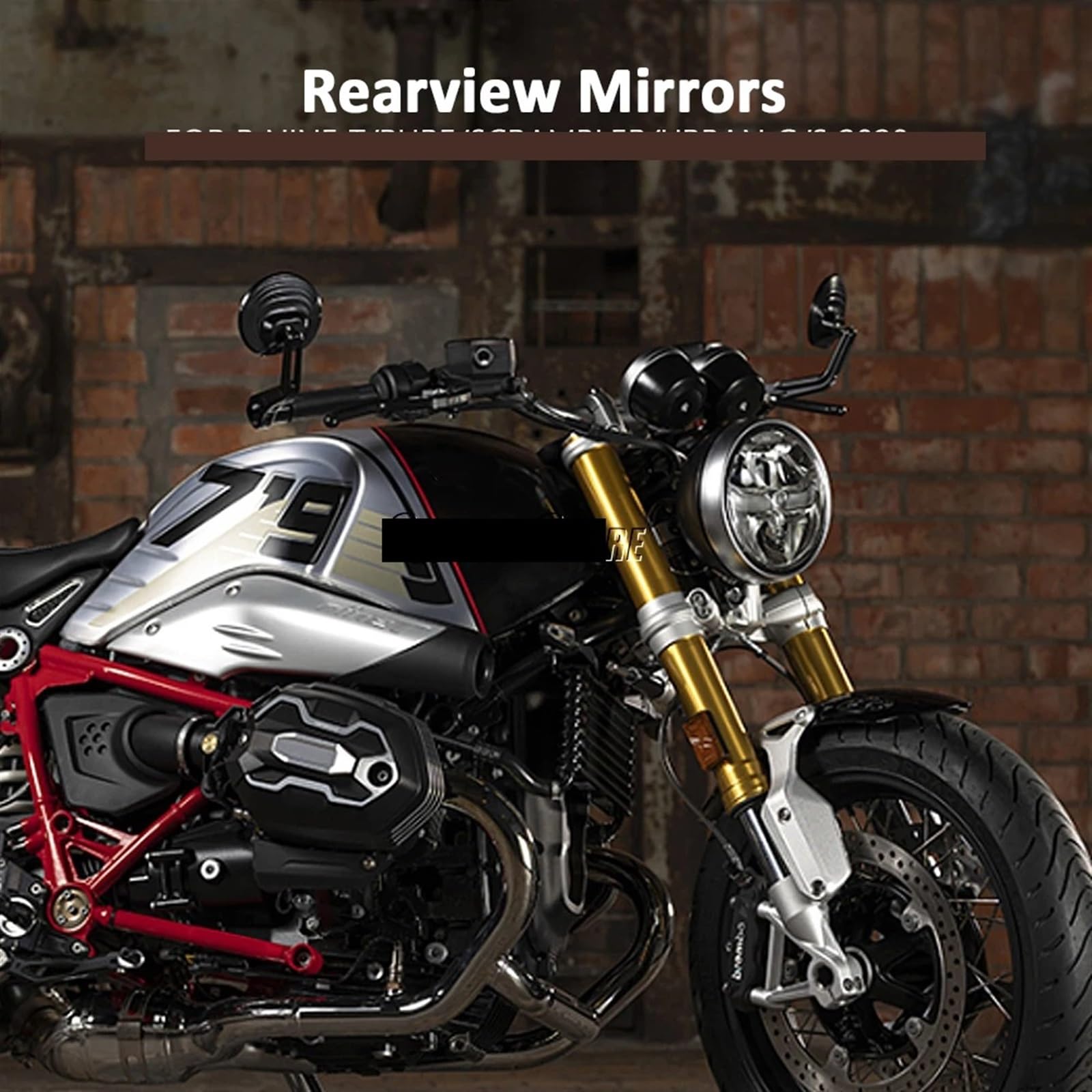 Nero/Argento Accessori Moto Specchietto Retrovisore Specchietto Manubrio Per Rninet Scrambler Per R NineT Pure Per RNINET Urban G/S Specchietti Manubrio(Silver)