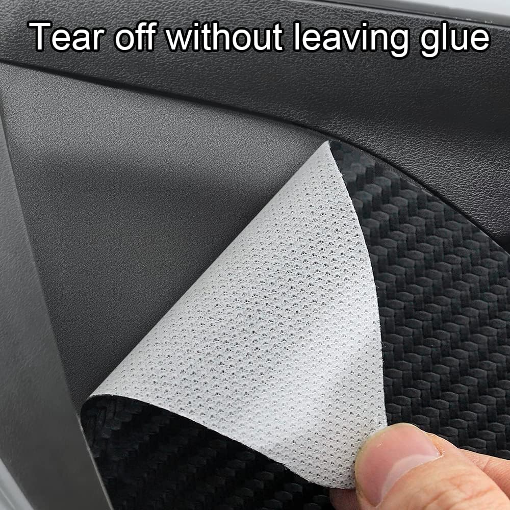 KESENLOE 4pcs Car Door Anti Kick Pad Carbon Fibre Leather Sticker Car Door Sill Protector Compatible with Totoya Camry
