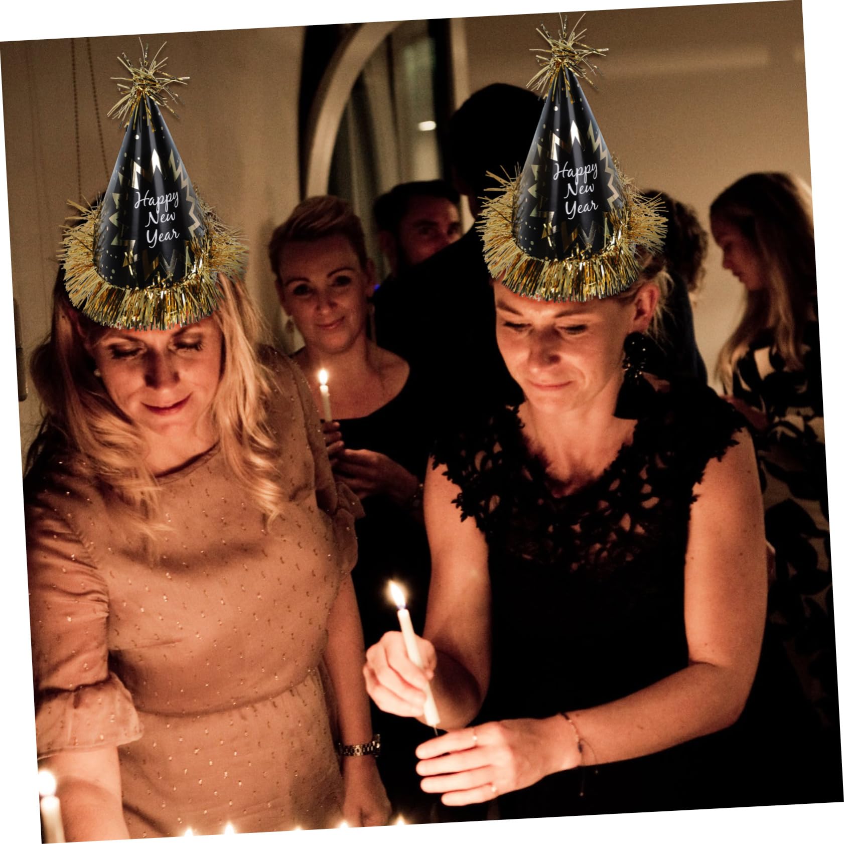 Genérico 3 Juegos Conjunto De Diadema De Fiesta Cinta De Arpillera Matraca De Reventones Cinta para El Pelo De Año Nuevo Decoraciones Equipo Sombreros De Fiesta De Navidad Papel