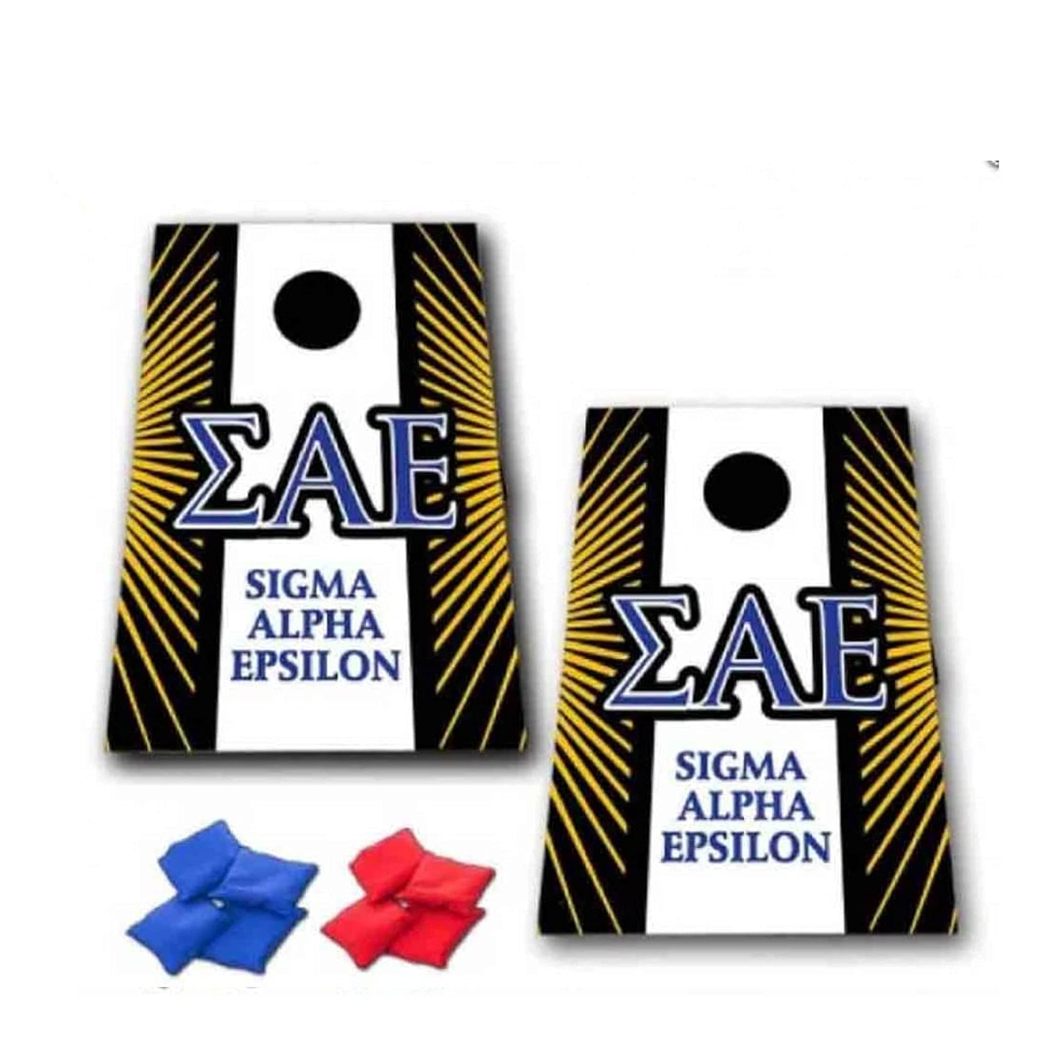 VictoryStore Cornhole Games - Sigma Alpha Epsilon Cornhole Bag Toss Game 8 Bags Included, Officially Licensed (Star Burst and Stripe)