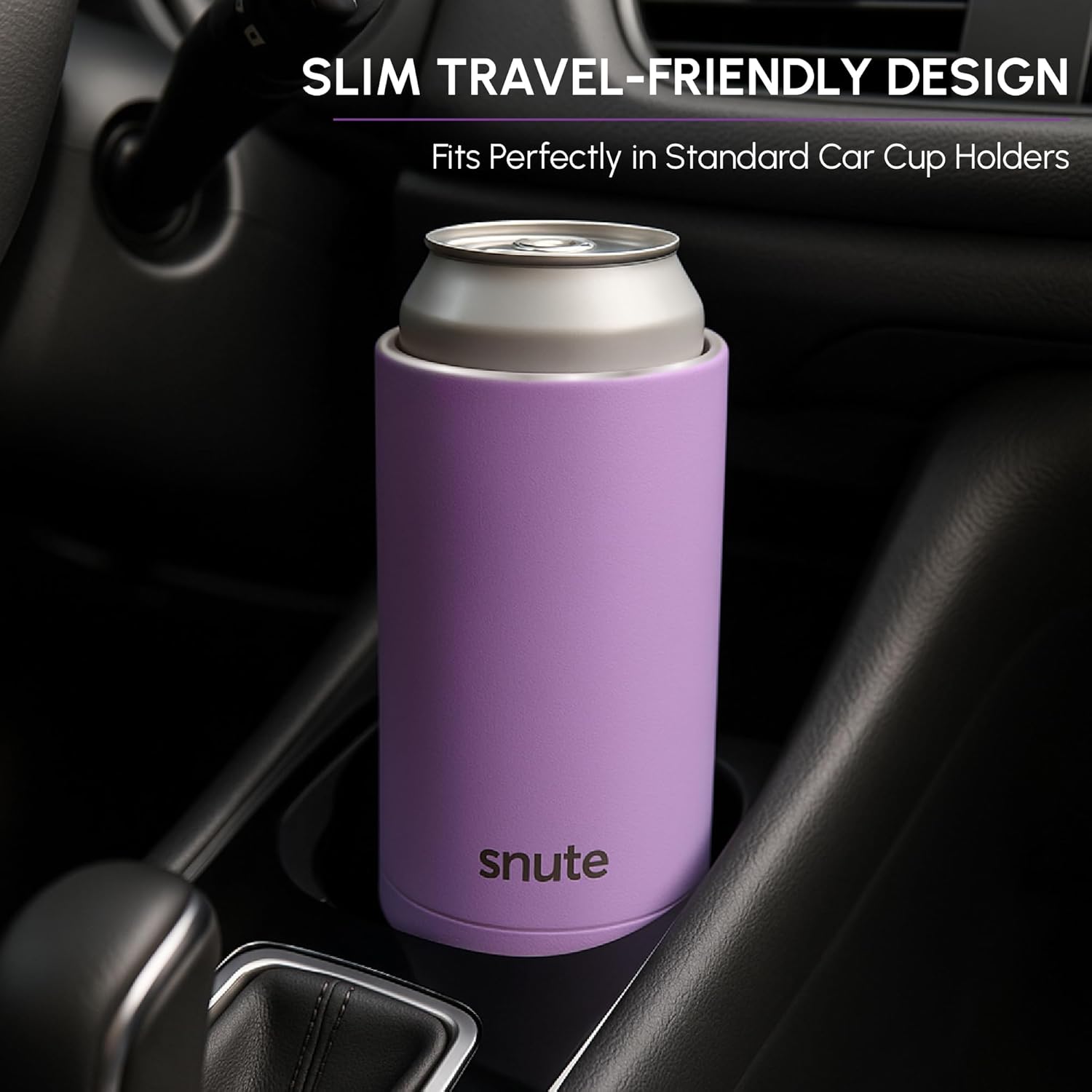 Can Cooler for Beer, Soda, Sparkling Water | Vacuum Insulated Stainless Steel Drink Sleeve Holder for 12oz Can (Lavender, Slim) - Image 9