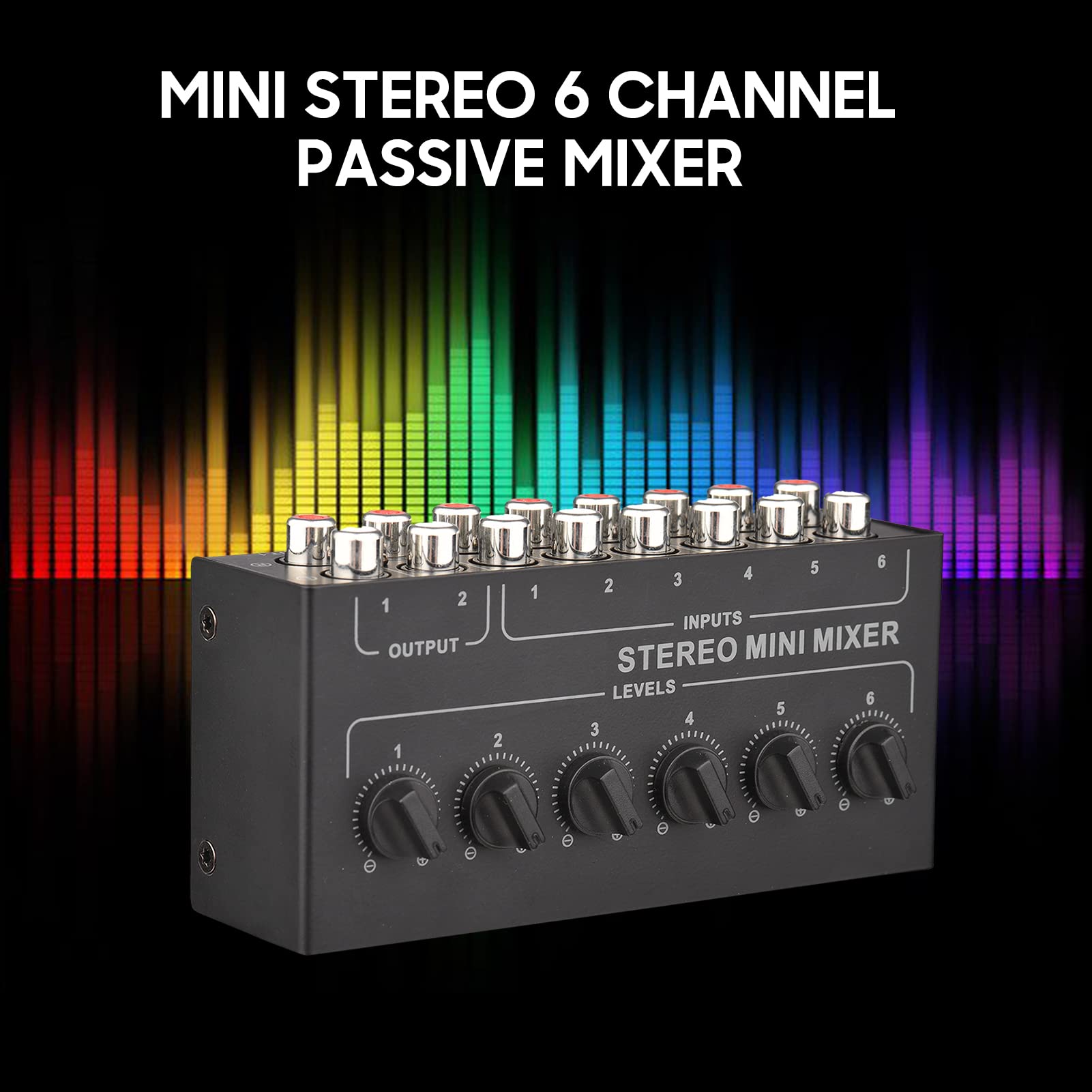 Mini mezclador pasivo estéreo de 6 canales,mezclador de Audio portátil RCA,distribuidor estéreo de 6 entradas y 2 salidas,Control de volumen,no requiere batería,Mini mezclador estéreo
