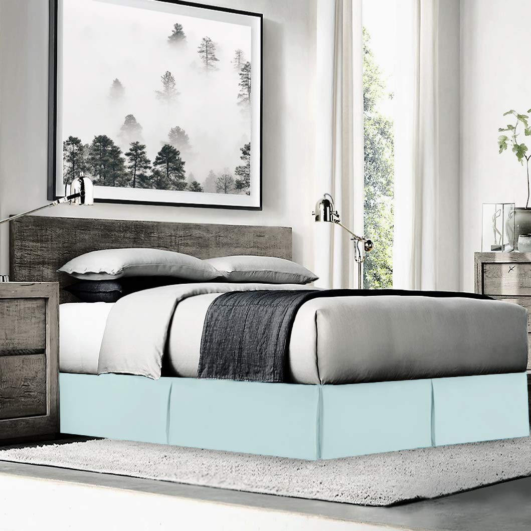 Empyrean Bedding Bed Skirts Full Size - Full Size Bed Skirt with 8 Pins - Dust Ruffles Full Size – Microfiber Bed Skirts Full Size - Full Size Bed Skirt 14 Inch Drop – Aqua Light Blue