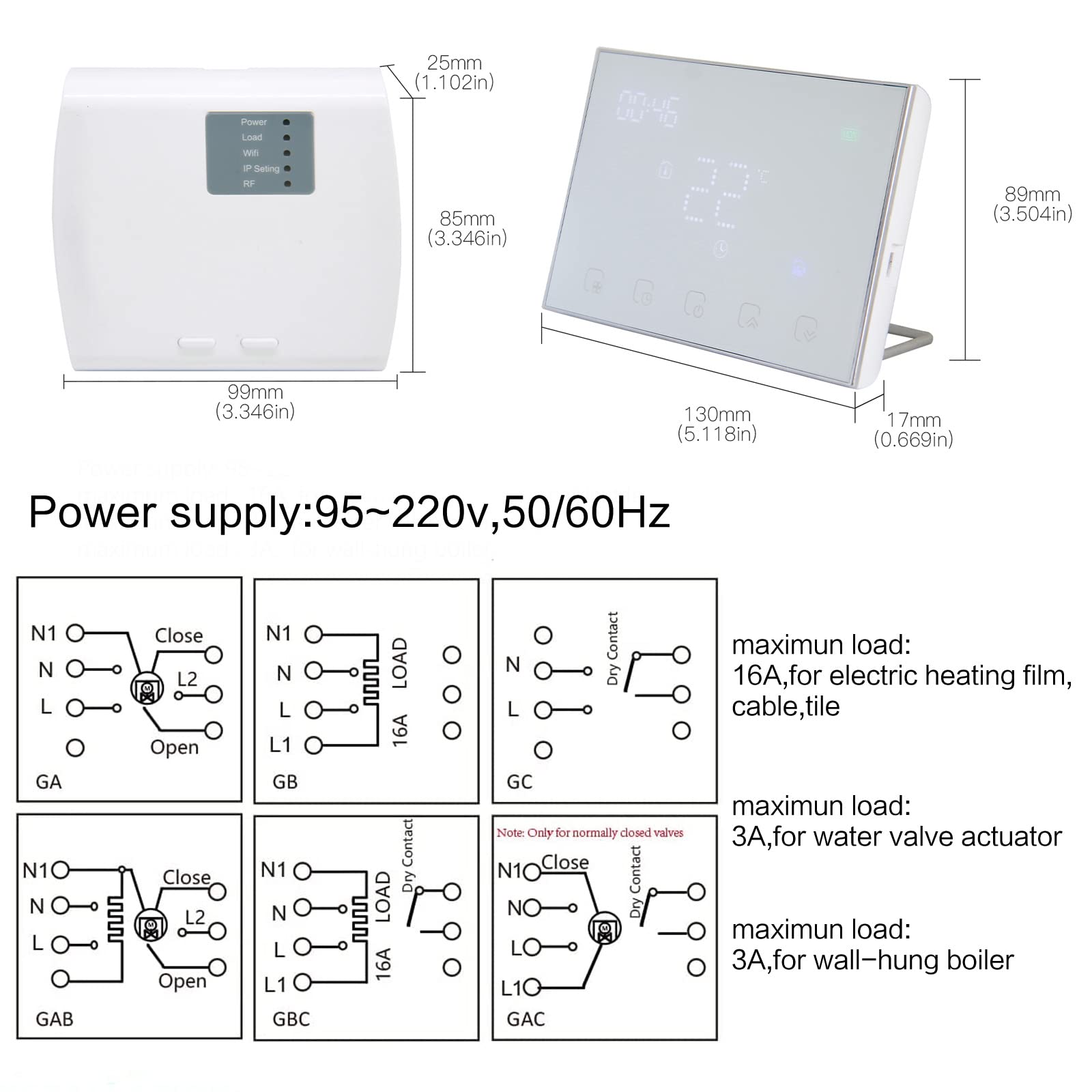 Termostat Smart RF Wifi dla kotła gazowego/wody programowalne ogrzewanie Termostat ścienny do pokoju Współpracuje z Alexa Google Home Wyświetlacz Dotykowy Wireless Regulator Temperatury