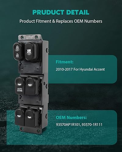 Miniatura 2 de SCITOO Interruptor de elevalunas eléctrico 93570AP1R101 93570-1R111 Interruptor de elevación de la ventana del lado del conductor delantero para