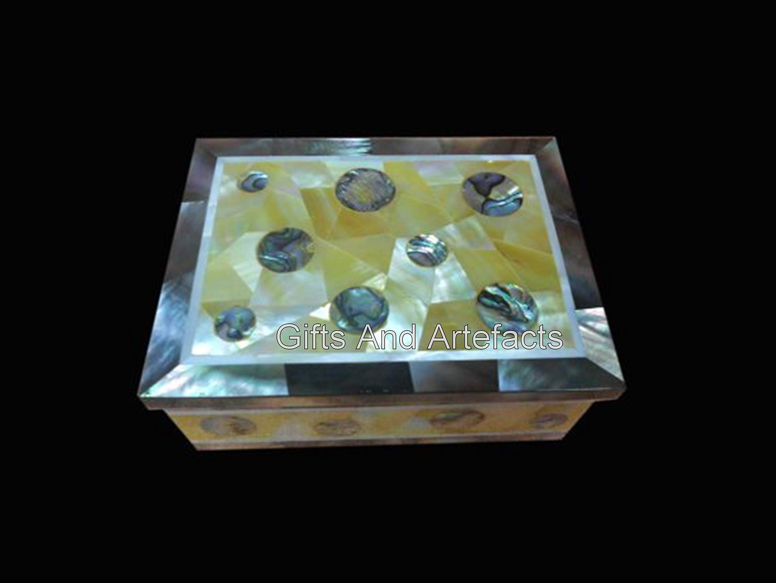 Boîte à bijoux rectangulaire en marbre et pierre semi-précieuse déco