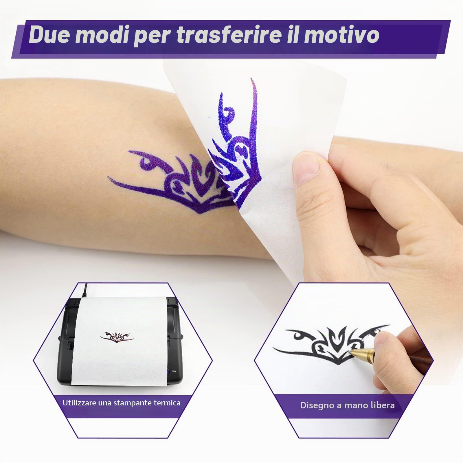 TATELF Carta da trasferimento per Tatuaggi, 120 Fogli di Stencil Tattoo per Tatuaggi, 4 Strati carta per tatuaggi termica per tatuaggi Carbon Tracing Paper