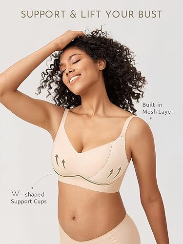 Miniatura 2 de MELIWOO Bralette cómodo sin aros para mujer, brasier sin costuras, brasier acolchado invisible, suavizado