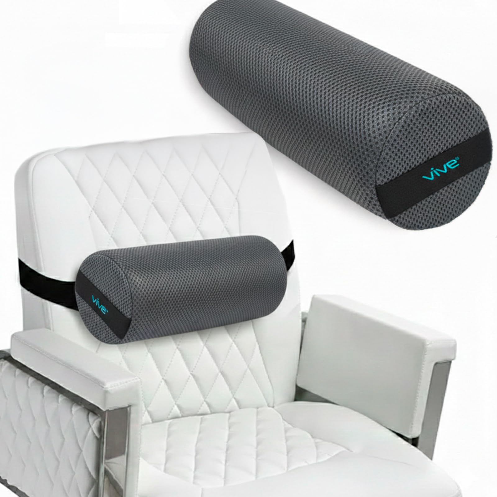 Vive Lumbar Roll Pillow for Lower Back Pain - Low Back Support Cushion for Office Chair, Car, Driving, Desk Computer - Ergonomic Portable Cervical