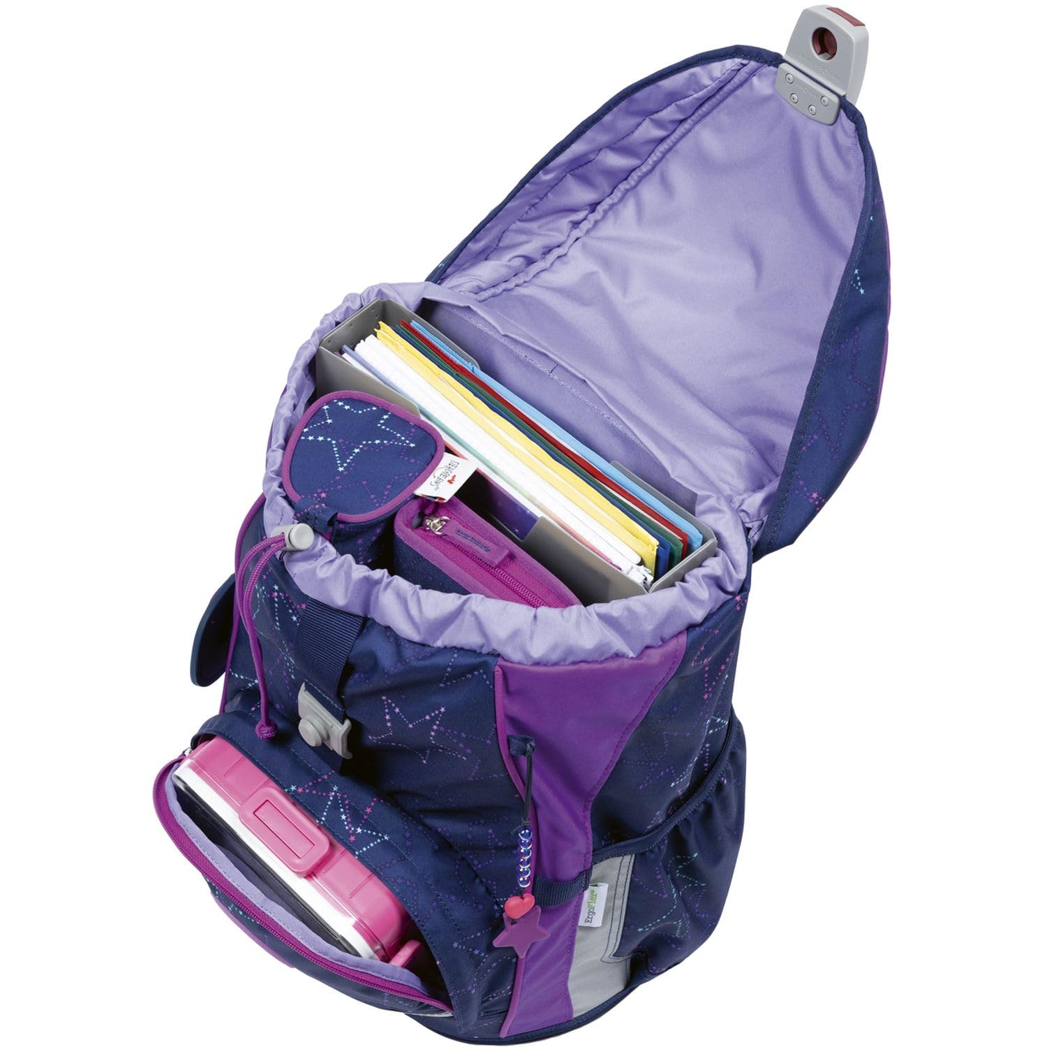 DerDieDas Schulranzen ErgoFlex Light LED Set 6-teilig Dancing Star violett