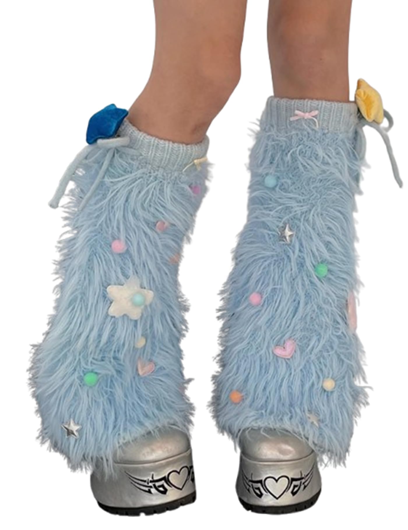 CoBtee Women Faux Fur Leg Warmers Fur Rabbit Wool Winter Thick Warm Soft Boot Cuffs Covers y2k Halloween