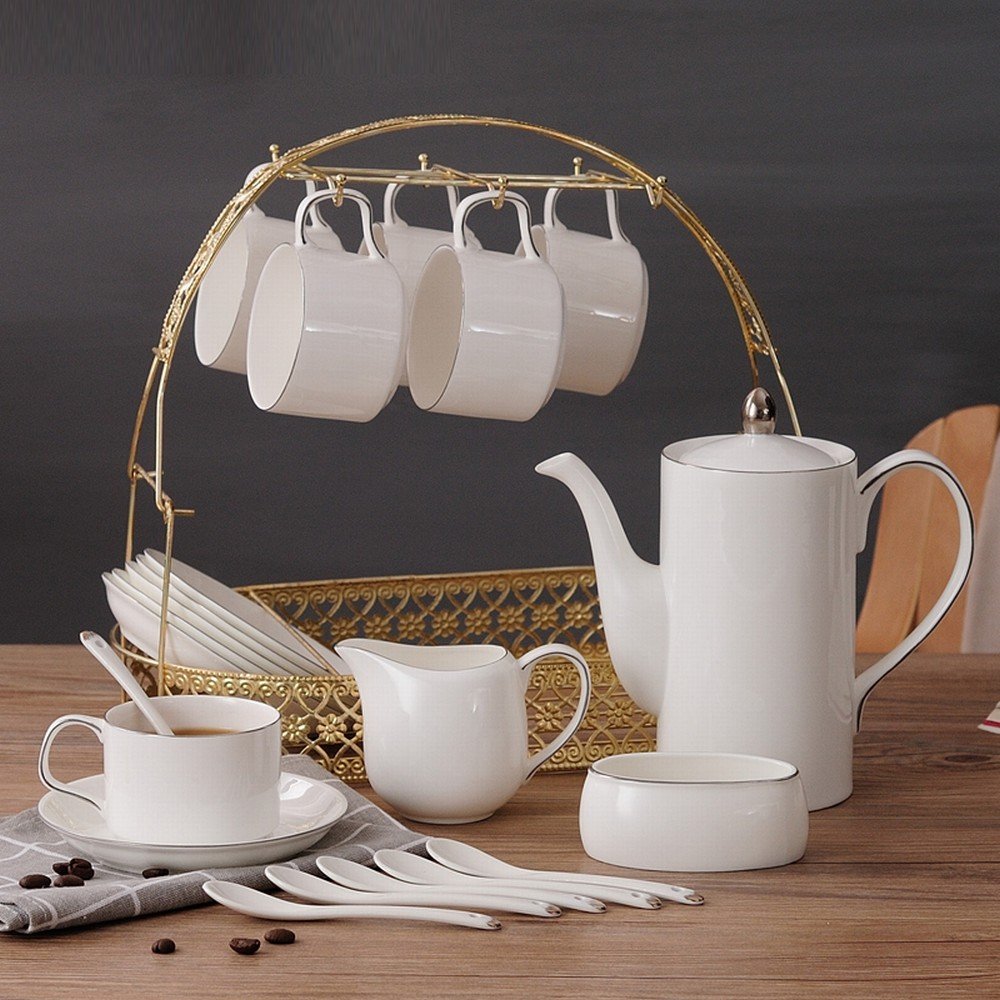 VLX Keramik Kaffee Set Haushalt Einfachheit Englisch Nachmittagstee Tee Continental Blume Tee Tasse Kaffee Set,B