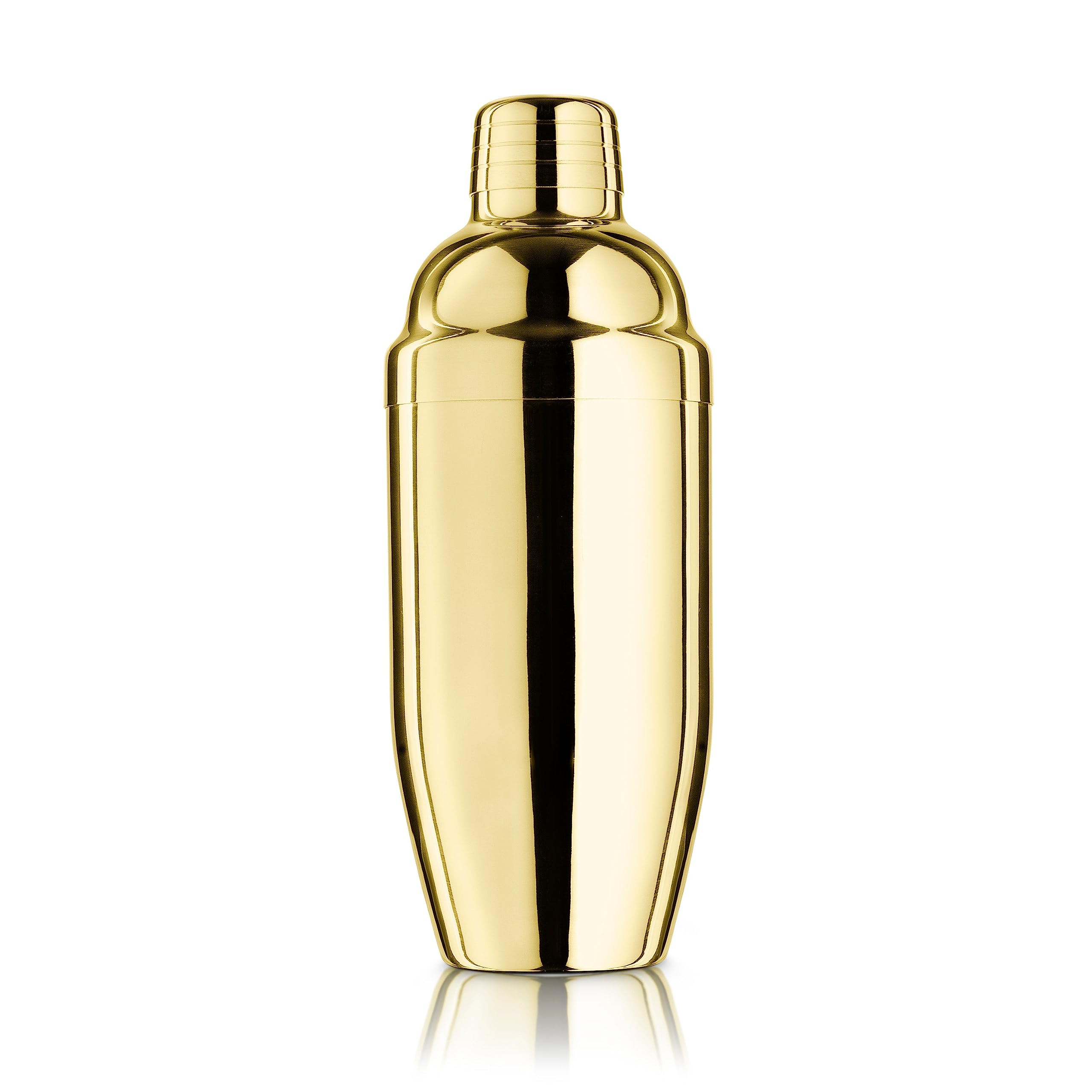 Final Touch Double Wall Brass Plated Stainless Steel Cocktail Shaker (FTA1850-18), 14oz (414ml)