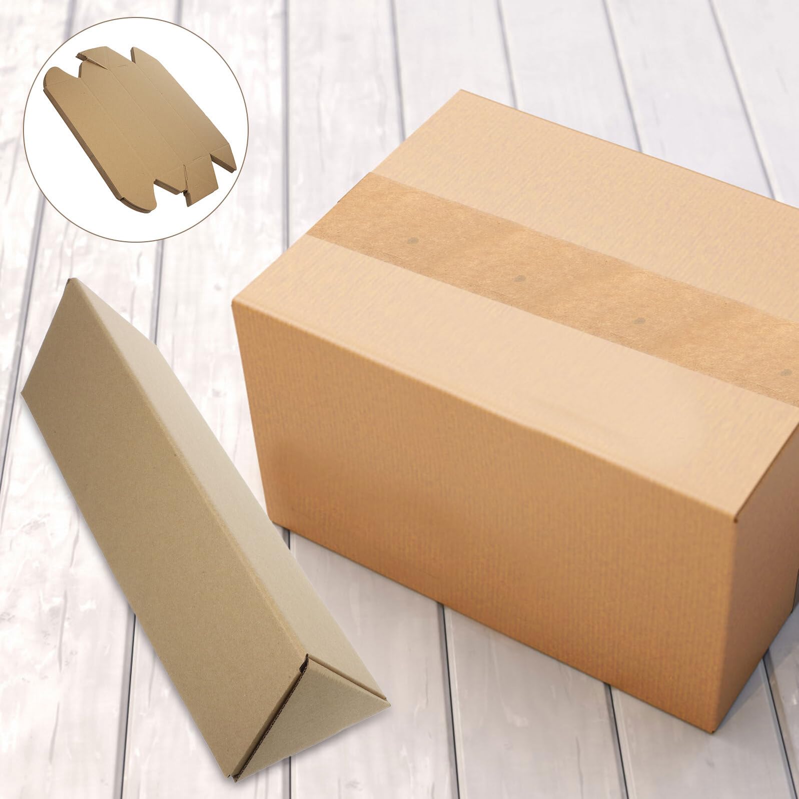 Caja Triangular de Cartón Kraft de 10 Piezas para Almacenamiento y Transporte, Fácil Montaje y Sostenible, Adecuado para Mudanzas y Envío de Documentos