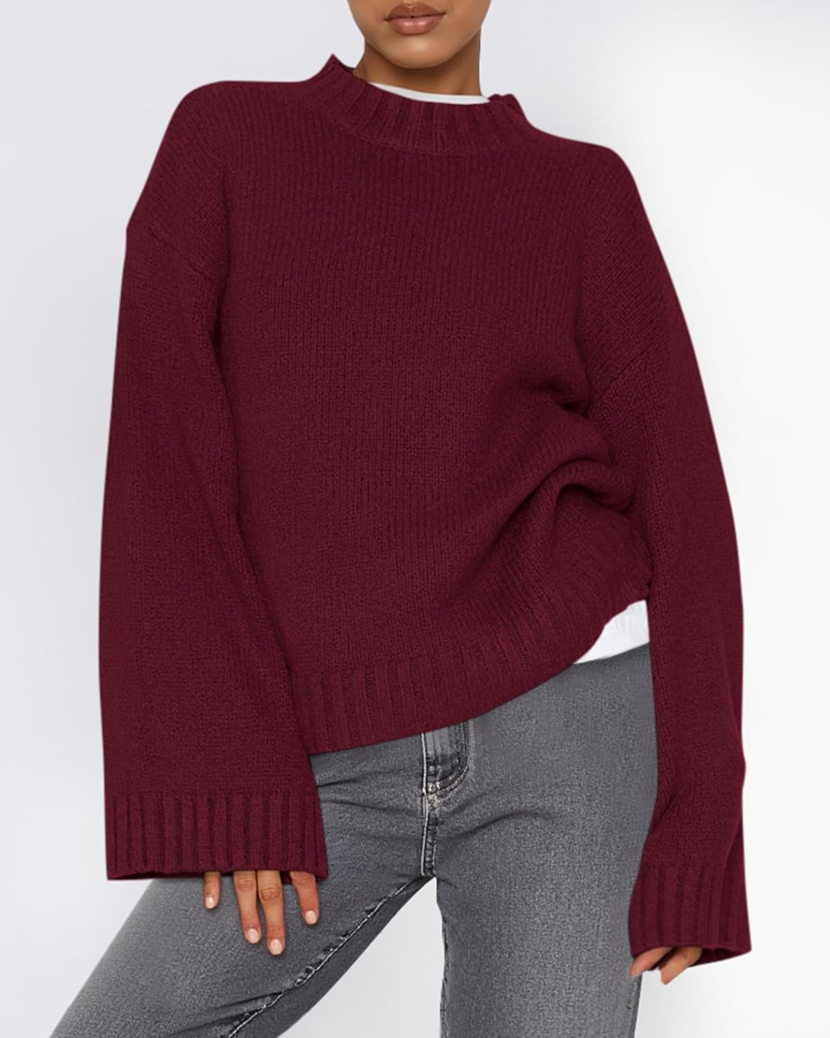 BTFBM Sweaters for Women 2026 Casual Crewneck Long Sleeve Loose Ribbed Knit Pullover Sweater Winter Clothes Fall Outfits - Image 6