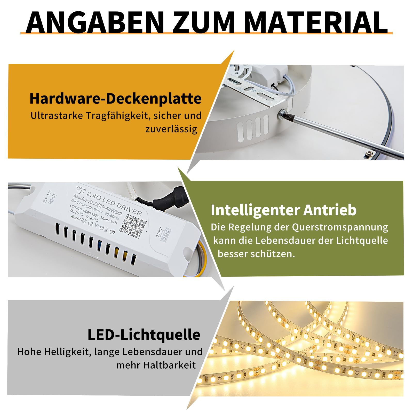 Mikeru LED Deckenleuchte 40 cm Rund ⌀ - Moderne dimmbare Deckenlampe mit Fernbedienung (3000K-6000K) - Schwarz Acryl für Wohnzimmer, Schlafzimmer, Küche, Esszimmer - Energieeffiziente LED Beleuchtung