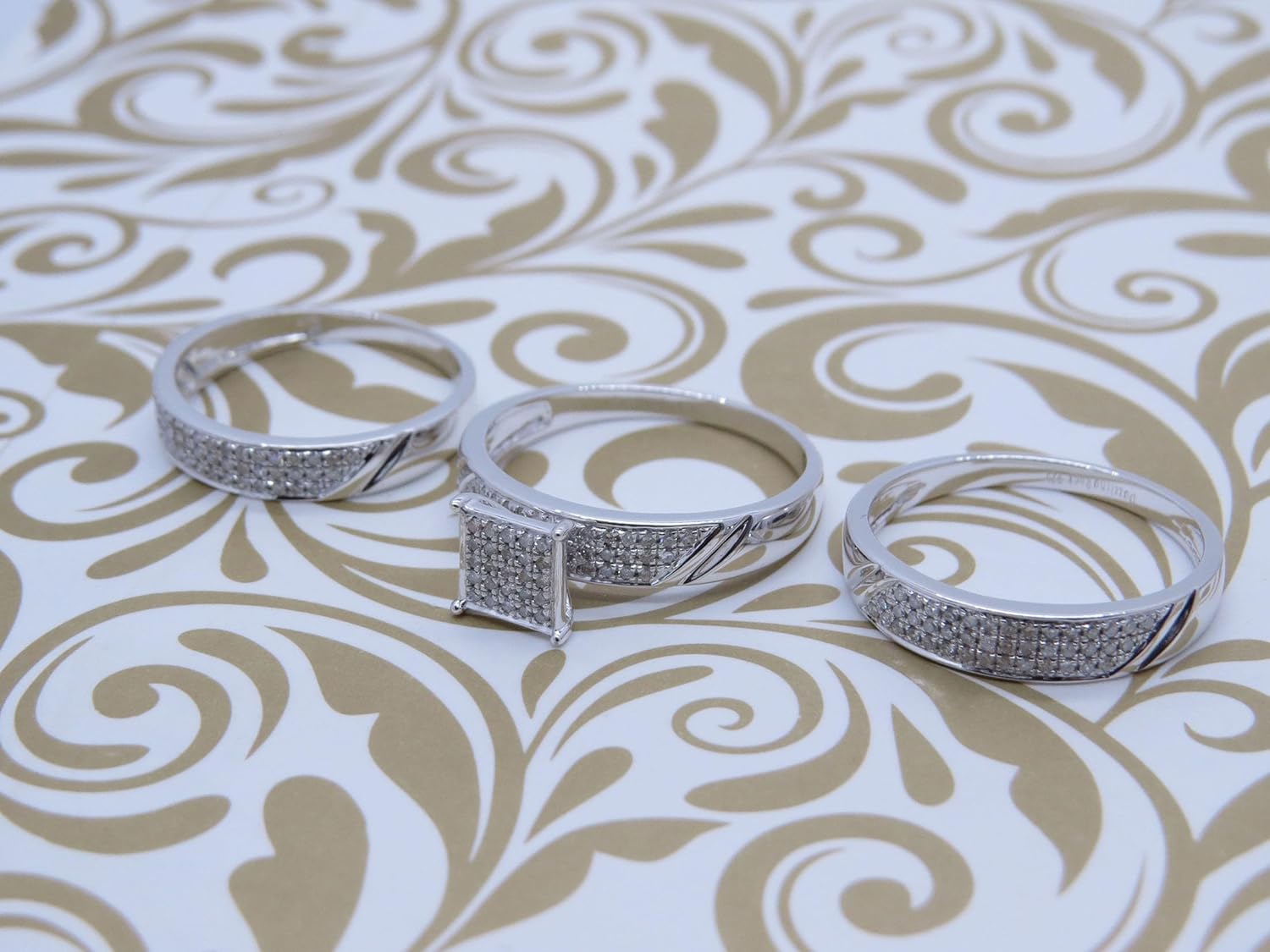 Dazzlingrock Collection Round White Natural Diamond Engagement Ring (Unisex) Trio Set for Men's and Women's (0.65 Ctw) in 925 Sterling Silver