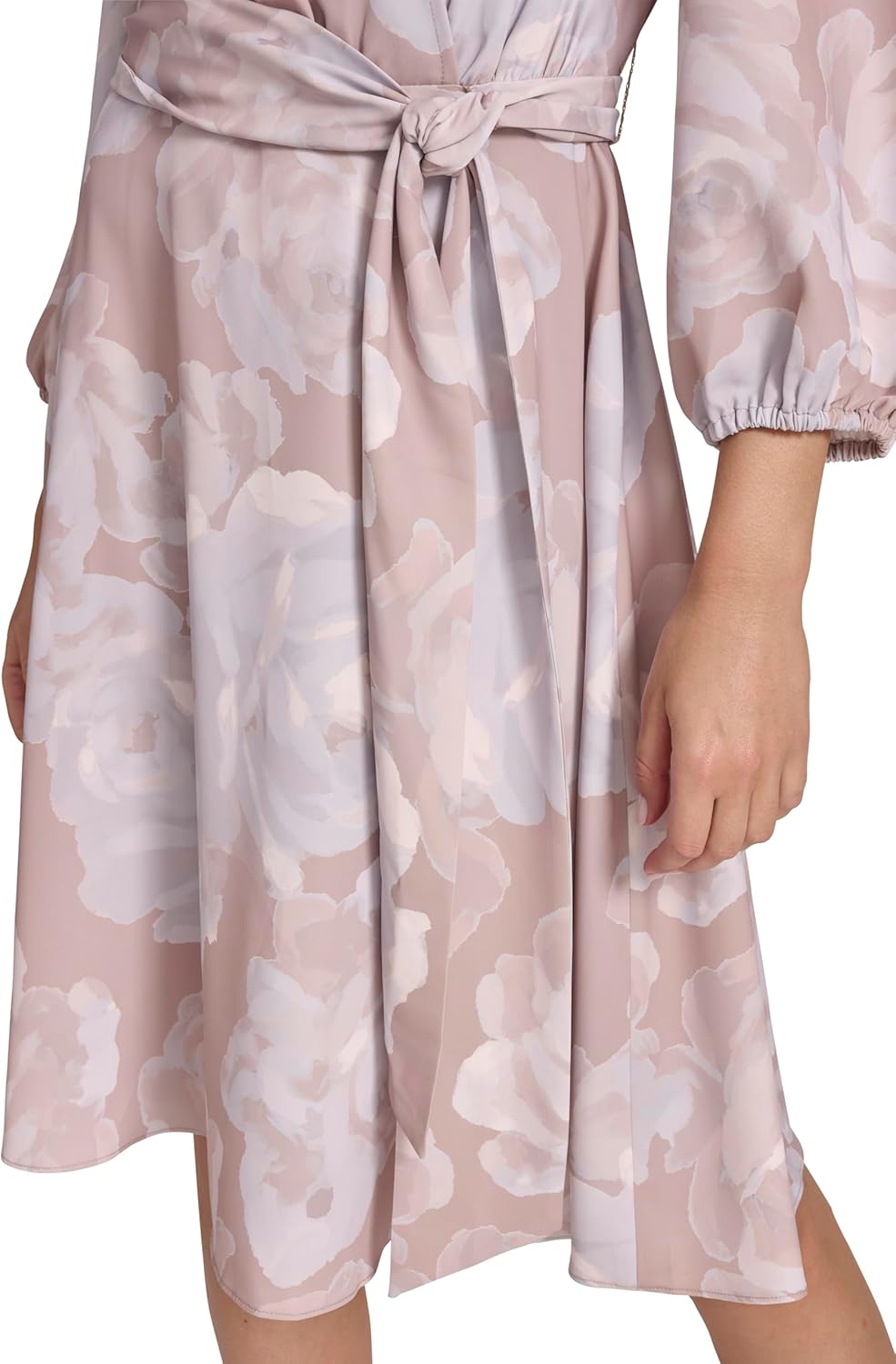 Calvin Klein Womens 3/4 Balloon Sleeve V-Neck Knee Length Faux Wrap Dress - Image 6