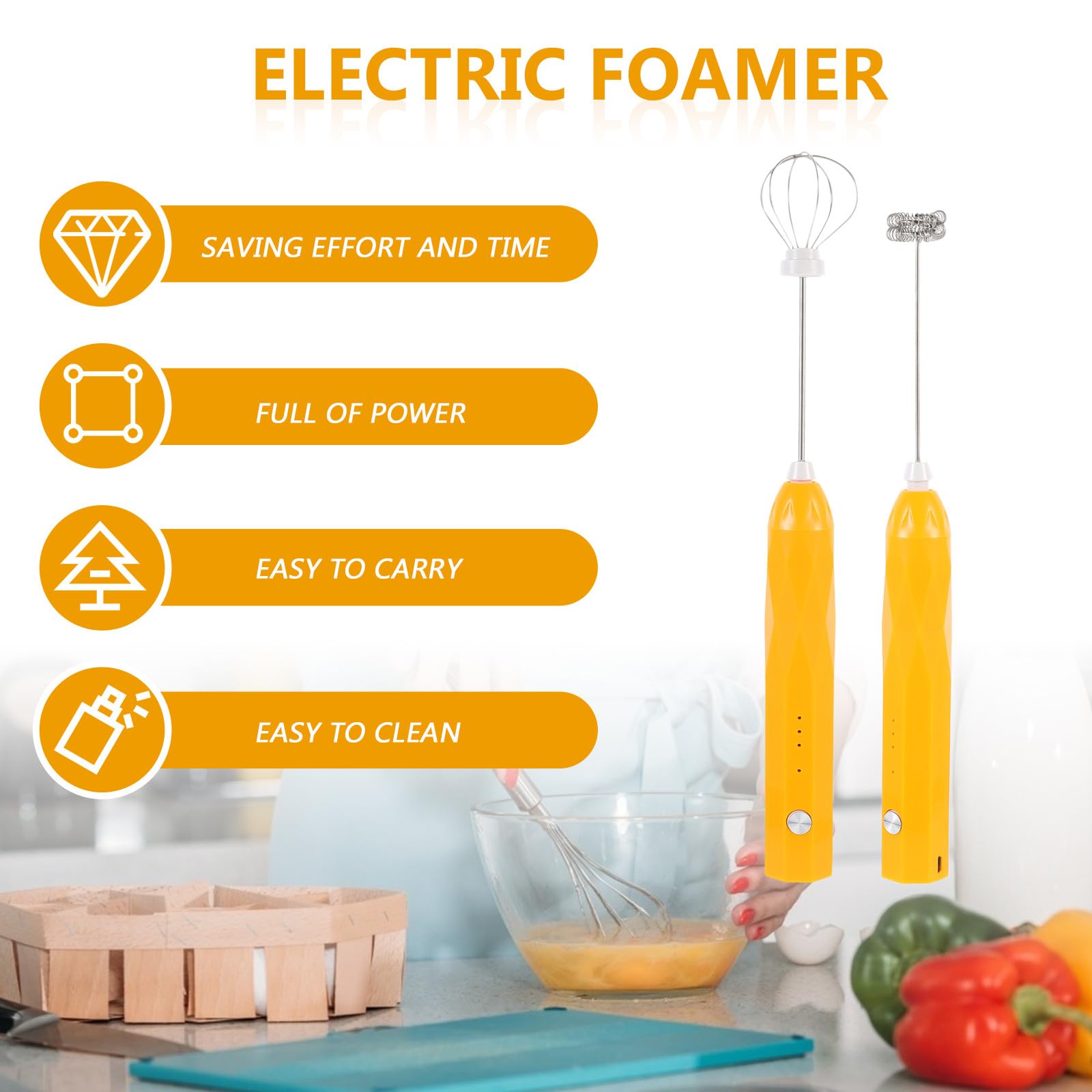 Espumador Eléctrico de Leche de Mano, Batidor Multifunción