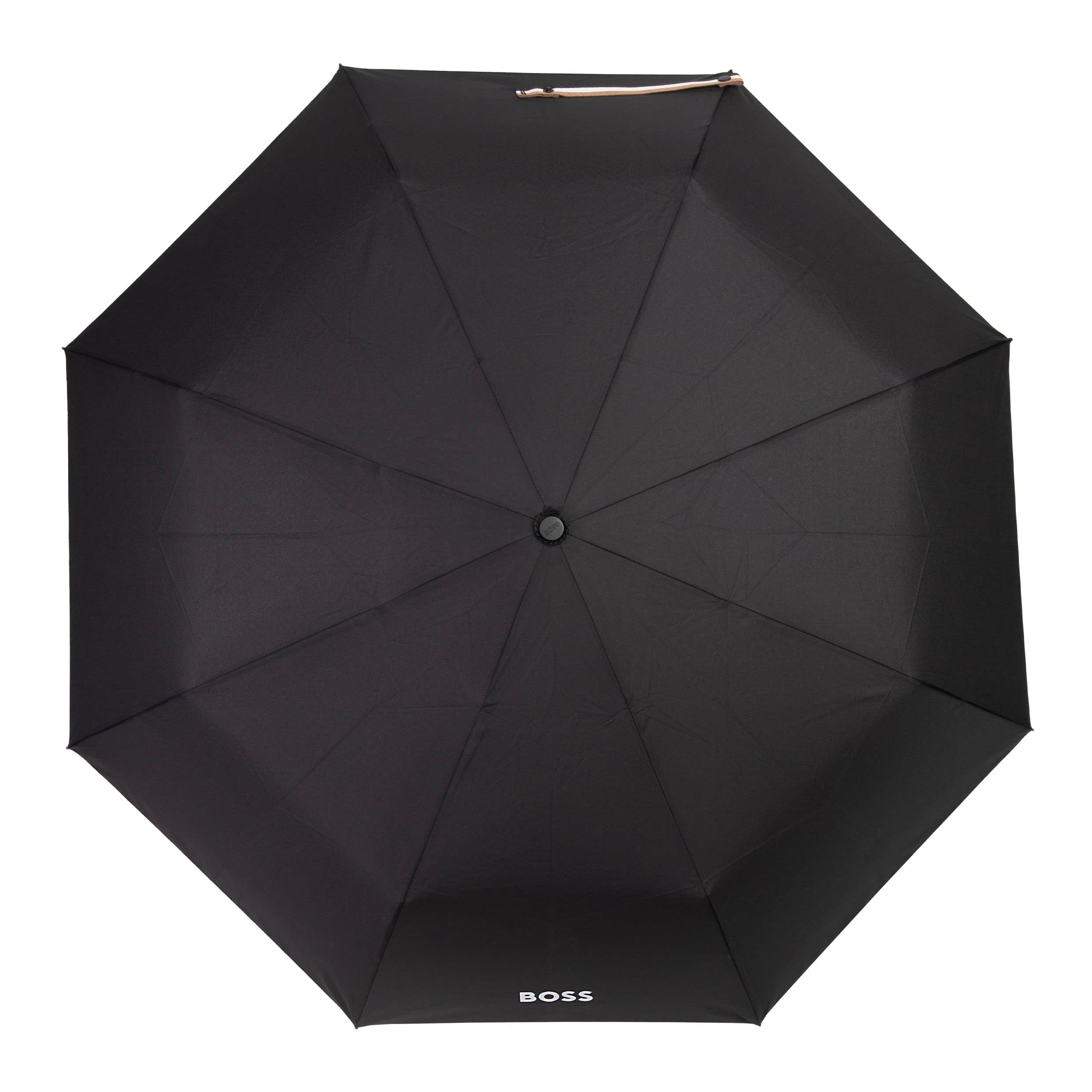 HUGO BOSS Iconic HUG321A - Paraguas de bolsillo (poliéster, tamaño abierto: longitud aprox. 56 cm, diámetro: 90 cm), Negro, Klein, Iconic