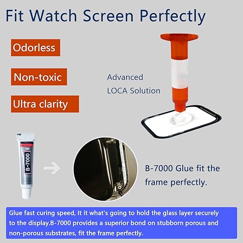 Miniatura 3 de Compatible con Apple Watch 456SESE2 de 1.575 pulgadas (1.575 in) de repuesto de lente frontal LED Kit de reparación de vidrio con herramientas e