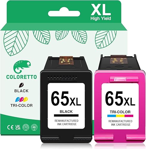 COLORETTO Cartucho de tinta 65XL negro y color para impresoras HP Envy 5055 5052 5058 Deskjet 3755 2655 3752 3720 3722 3723 3758 2652 2622 para HP