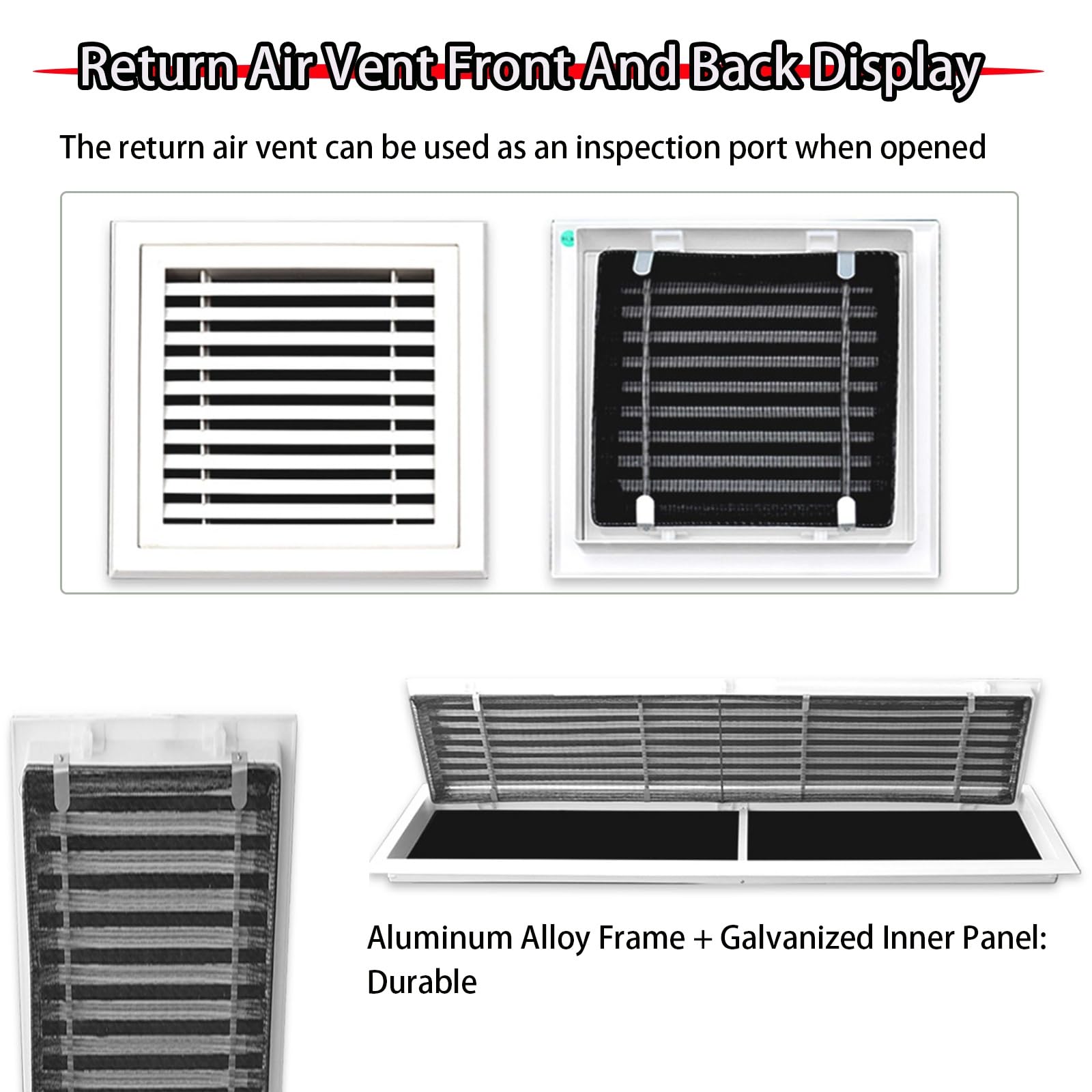 Cubierta de registro HVAC, difusor de techo de aleación de aluminio para ventilación de aire, apertura de entrada de 6 a 16 pulgadas, mejora del hogar, blanco, duradera y fácil de instalar