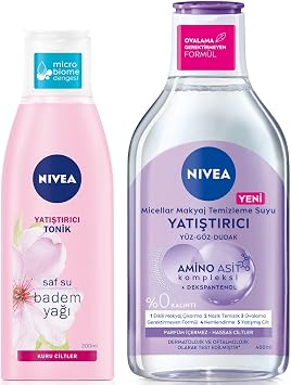 NIVEA Soothing Micellar Makeup Removal Juice 400ml And Aqua Rose Moisturizing Tonic 200ml, Sensitive Skin, Facial Care