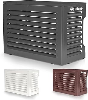 airdeko Mini Split Air Conditioner Covers for Outside Units - Anti-Theft Sturdy Aluminum AC Cover for Mini Split System Outdoor Condenser - Fits Over 24000 BTU - Charcoal Grey